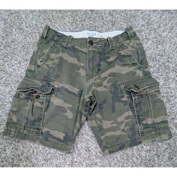 Vintage Y2K Abercrombie & Fitch Camo Cargo Shorts Mens Size 31 10" Inseam - Picture 1 of 6